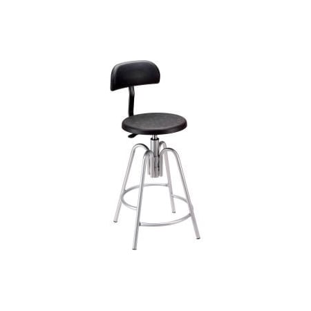 Global Equipment Interion    Shop Stool with Backrest - Polyurethane - Black A812TS